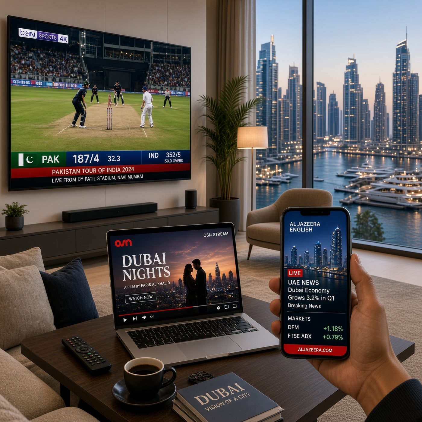 IPTV Subscription Dubai on smart TV, laptop and smartphone at the same time