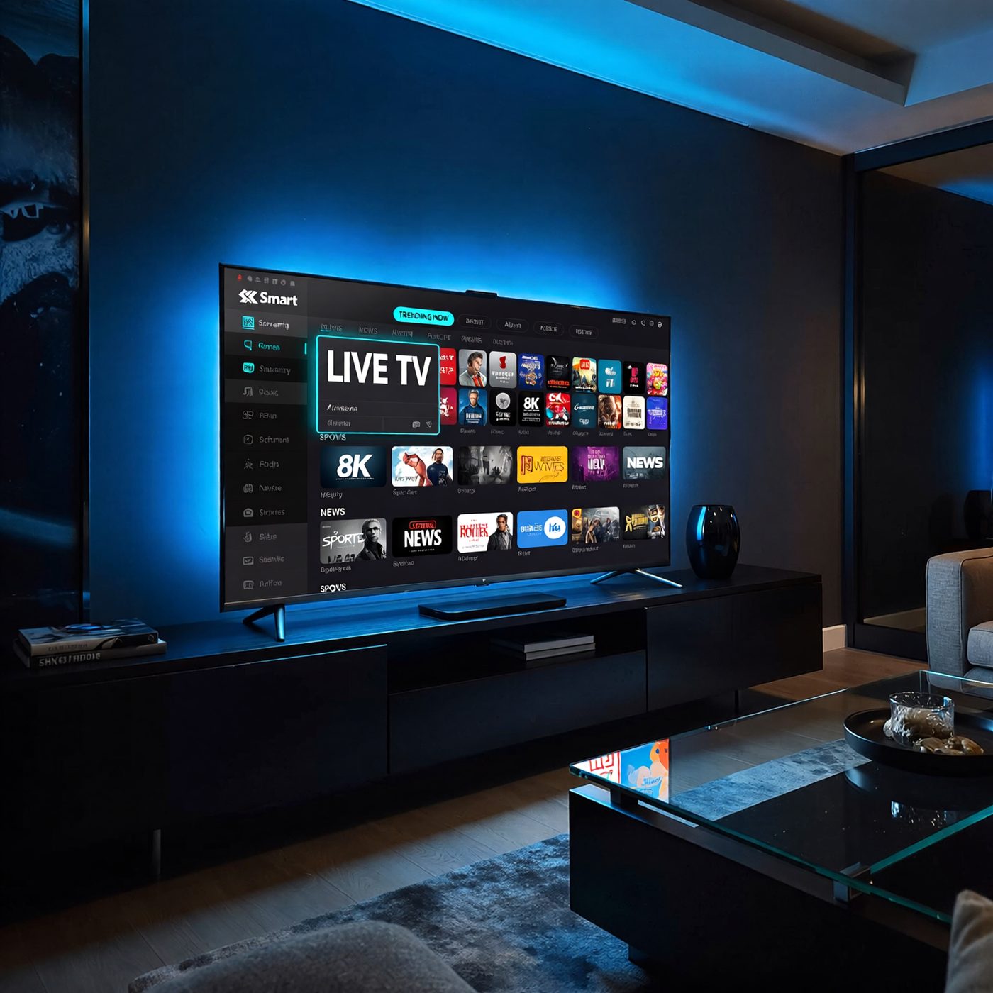 IPTV subscription France live TV and on-demand menu on a smart TV